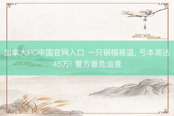 加拿大PC中国官网入口 一只铜帽被盗, 亏本高达45万! 警方垂危追查