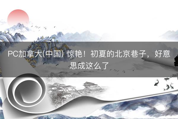 PC加拿大(中国) 惊艳！初夏的北京巷子，好意思成这么了