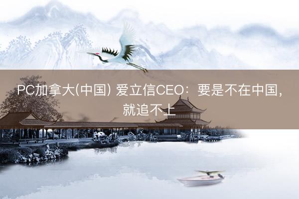 PC加拿大(中国) 爱立信CEO：要是不在中国，就追不上