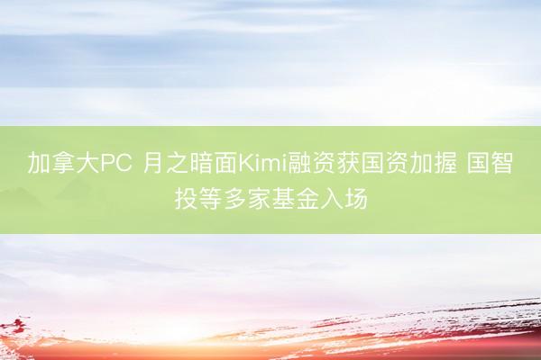 加拿大PC 月之暗面Kimi融资获国资加握 国智投等多家基金入场