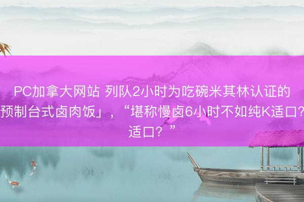 PC加拿大网站 列队2小时为吃碗米其林认证的「预制台式卤肉饭」，“堪称慢卤6小时不如纯K适口？”