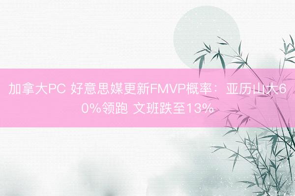 加拿大PC 好意思媒更新FMVP概率：亚历山大60%领跑 文班跌至13%