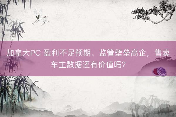 加拿大PC 盈利不足预期、监管壁垒高企，售卖车主数据还有价值吗？