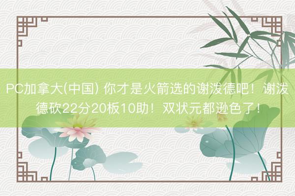 PC加拿大(中国) 你才是火箭选的谢泼德吧！谢泼德砍22分20板10助！双状元都逊色了！