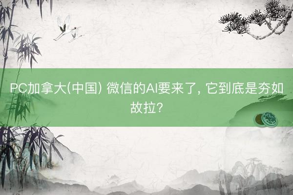 PC加拿大(中国) 微信的AI要来了， 它到底是夯如故拉?