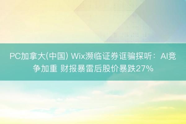 PC加拿大(中国) Wix濒临证券诓骗探听：AI竞争加重 财报暴雷后股价暴跌27%