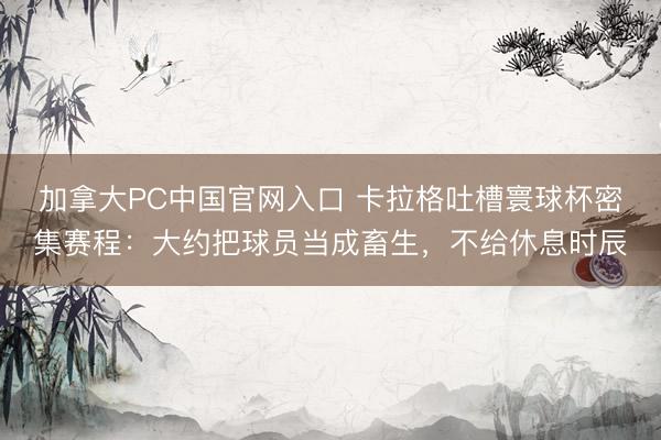 加拿大PC中国官网入口 卡拉格吐槽寰球杯密集赛程：大约把球员当成畜生，不给休息时辰