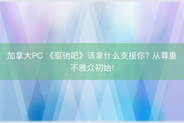 加拿大PC 《驱驰吧》该拿什么支援你? 从尊重不雅众初始!