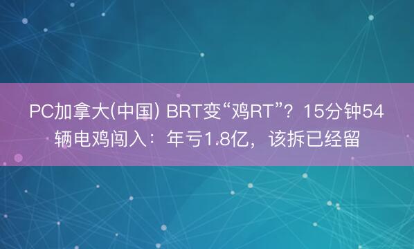 PC加拿大(中国) BRT变“鸡RT”？15分钟54辆电鸡闯入：年亏1.8亿，该拆已经留