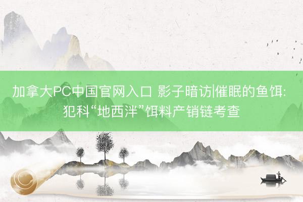 加拿大PC中国官网入口 影子暗访|催眠的鱼饵: 犯科“地西泮”饵料产销链考查
