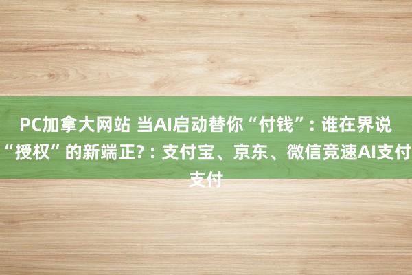 PC加拿大网站 当AI启动替你“付钱”: 谁在界说“授权”的新端正? : 支付宝、京东、微信竞速AI支付
